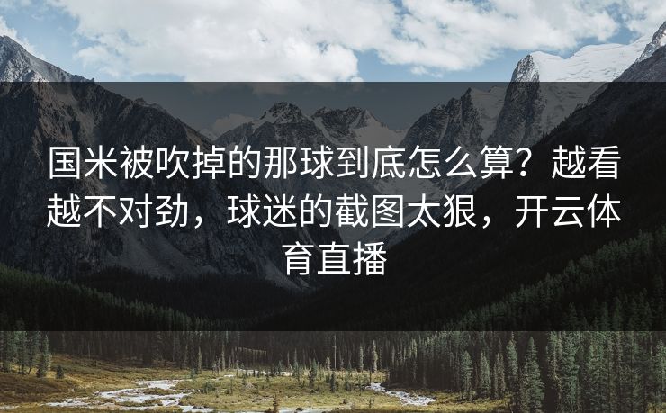 国米被吹掉的那球到底怎么算？越看越不对劲，球迷的截图太狠，开云体育直播